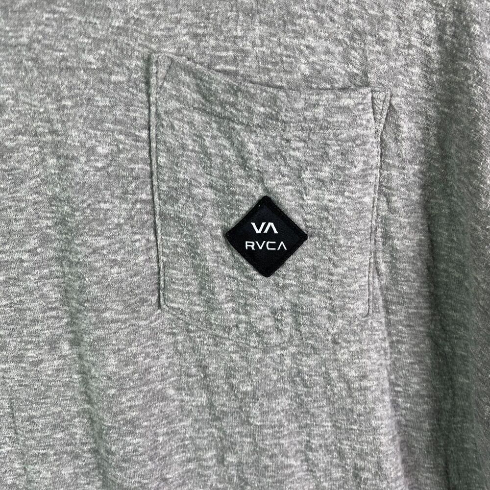 RVCA Hoodie Sweatshirt Men‎ Large Lightweight Pullover Sweater Gray Pocket Patch